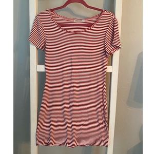 Red & white stripe body-con mini dress